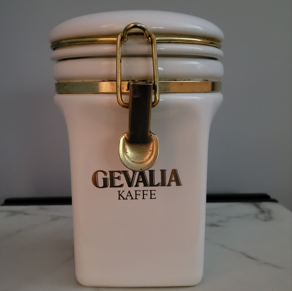 GEVALIA Kaffee White Canister By Appointment to His Majesty King of Sweden